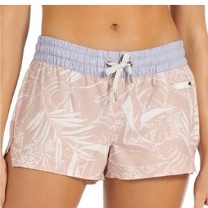 Leaf Print Swim Shorts with Drawstring